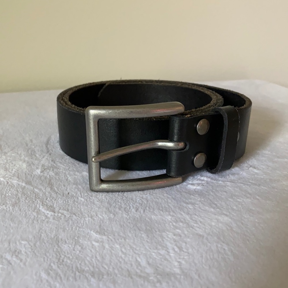 Black genuine leather belt